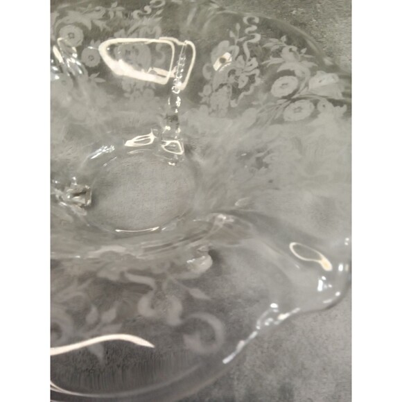 Vintage Crystal Footed Floral Etched Candy Bowls - Picture 7 of 10